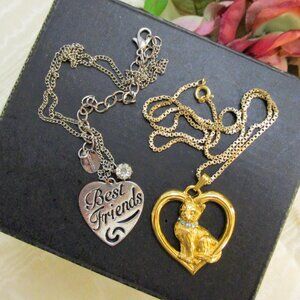 DESIGNER Heart Gold Silver Tone Pendant Necklace Lot~ VINTAGE Avon Claire's